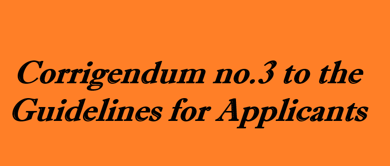 Corrigendum no.3 to the Guidelines for applicants